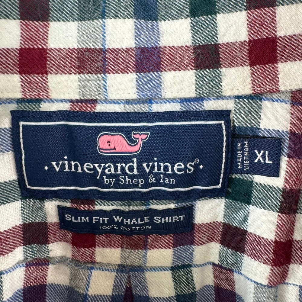 Vineyard Vines Mens XL Slim Fit Whale Shirt Plaid Cotton Button Down Multicolor - Picture 4 of 9